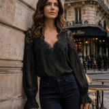Damen Spitze Bluse | Ballonärmel