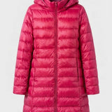 Damen Lange Steppjacke | Kapuze & Verlängerte Silhouette