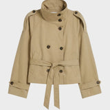Damen Kurze Trenchjacke | Doppelknöpfe & Taillenband