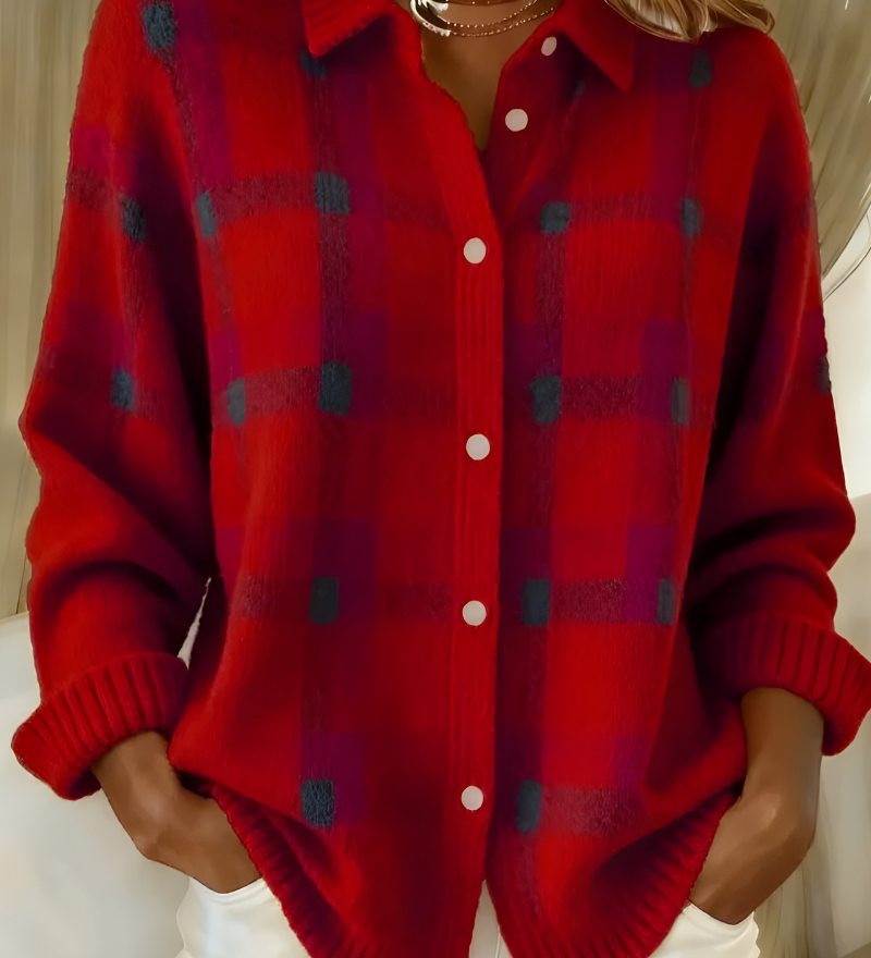 Tesa | Mukava Ruudullinen Neulecardigan
