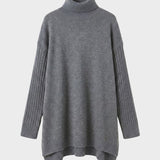 Damen Langer Rollkragenpullover | Asymmetrischer Saum