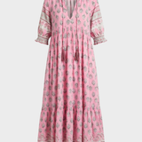 Damen Boho Maxikleid | Quastenband