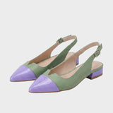 Damen Spitze Slingback-Pumps | Zweifarbige Vorderpartie