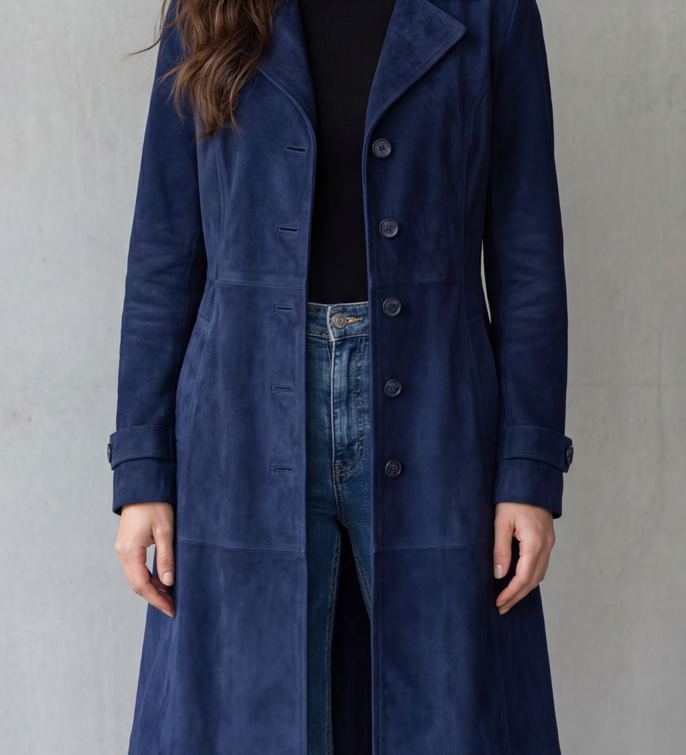 Delphine – Vintage-mokkapintainen – Pitkä takki