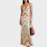 Remi - Missoni Värikäs Herringbone-kuvioinen Maksimekko