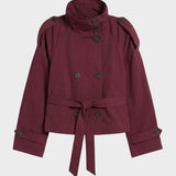 Damen Kurze Trenchjacke | Doppelknöpfe & Taillenband