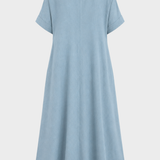 Damen Leinenkleid Taschen | Lässig