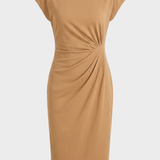 Damen Gerafftes Midikleid | Flügelärmel