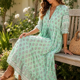 Damen Boho Maxikleid | Quastenband