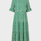 Damen Florales Midikleid | Puffärmel
