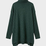 Damen Langer Rollkragenpullover | Asymmetrischer Saum