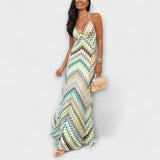 Remi - Missoni Värikäs Herringbone-kuvioinen Maksimekko