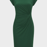 Damen Gerafftes Midikleid | Flügelärmel