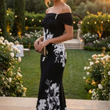 Damen Bardot Midikleid | Floral
