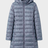 Damen Lange Steppjacke | Kapuze & Verlängerte Silhouette