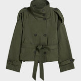 Damen Kurze Trenchjacke | Doppelknöpfe & Taillenband