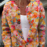 Kukkakuosiset nappi-cardigan | Neulepaita