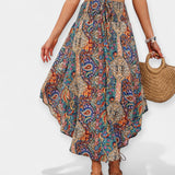 Lucie - High-waisted midi flower skirt