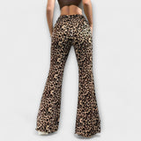 Leopardikuvioiset bootcut-housut