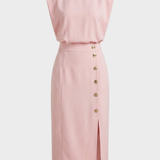 Damen Midikleid Knopf | Ärmellos