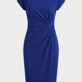 Damen Gerafftes Midikleid | Flügelärmel