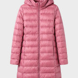 Damen Lange Steppjacke | Kapuze & Verlängerte Silhouette
