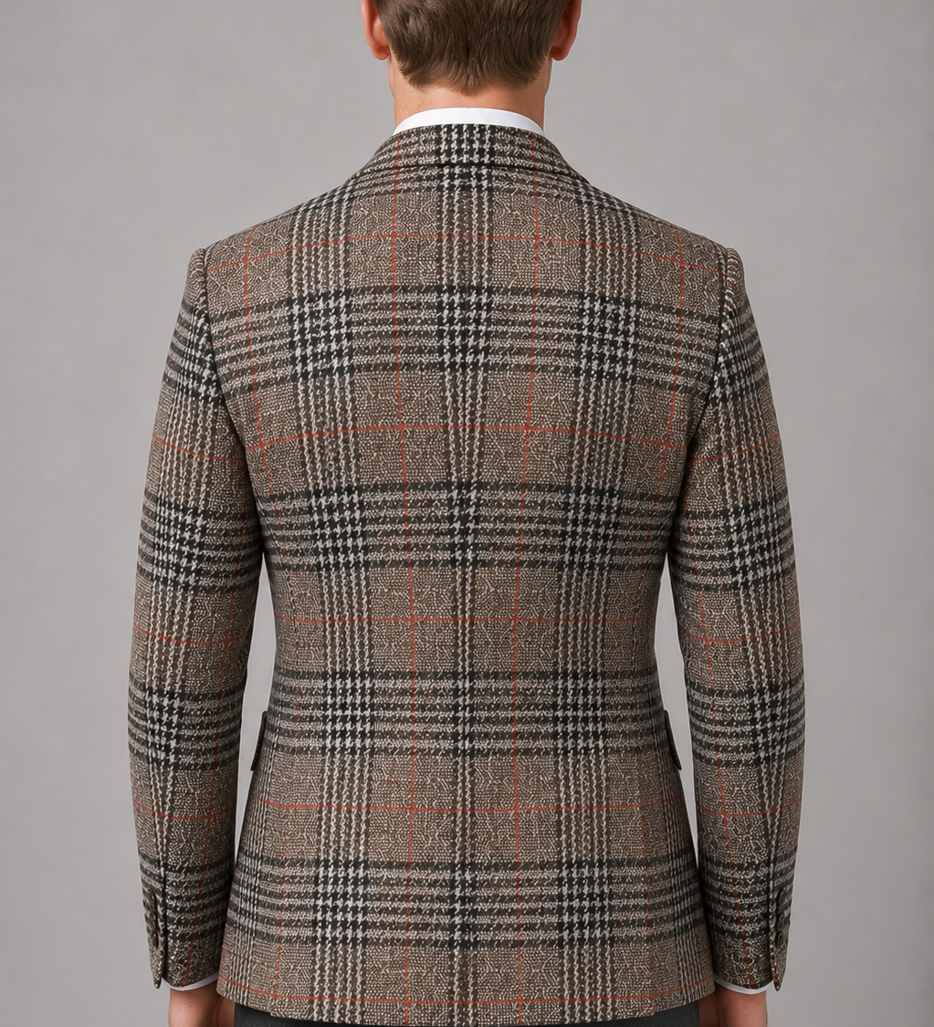 Miesten tweed-bleiseri – ruudullinen smart casual -takki