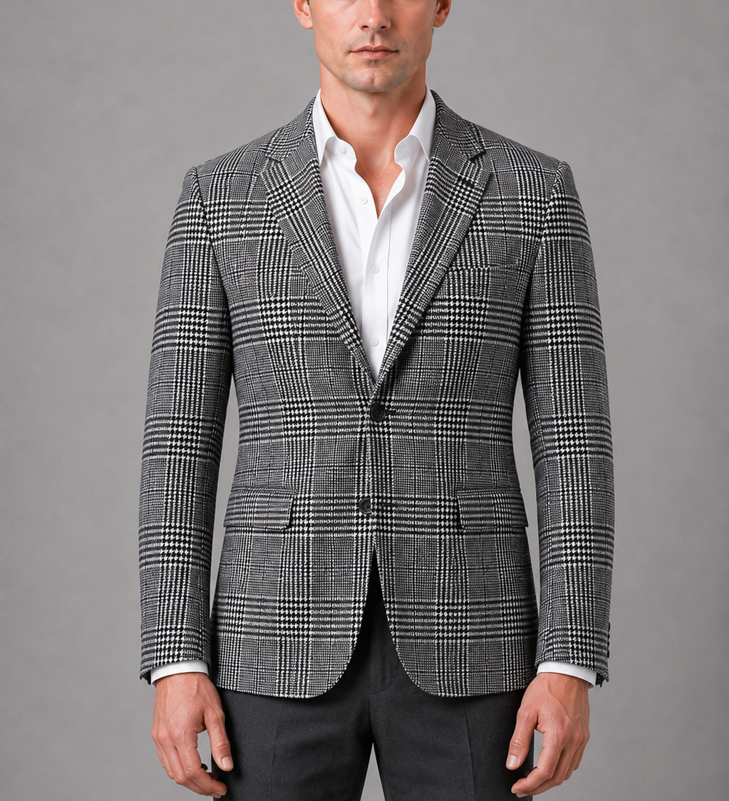 Miesten tweed-bleiseri – ruudullinen smart casual -takki