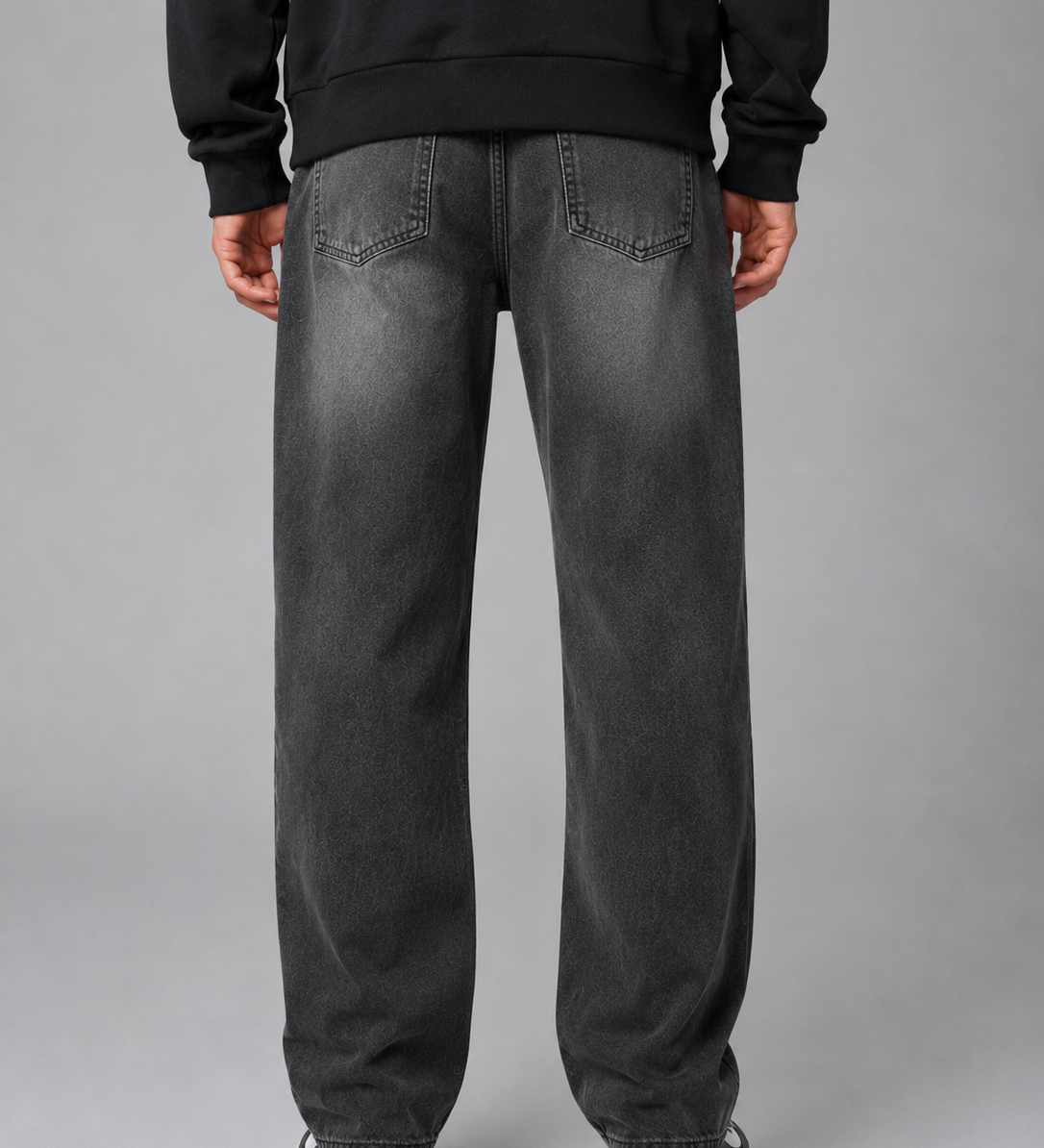 Miesten suorat farkut rennolla leikkauksella – vintage-pesty denim