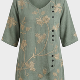 Damen Blumenbluse | V-Ausschnitt