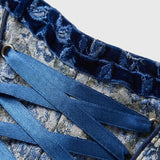 Damen Dirndlkleid | Blaue Schnürung & Gemusterter Rock