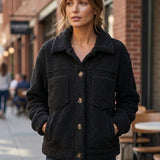 Damen Jacke mit Struktur | Umlegekragen & Knopfleiste
