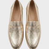 Damen Metallic-Loafer | Penny-Riegel & Flacher Absatz