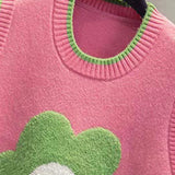 Italialainen Vihreä O-kaulaaukko Kukallinen Patchwork Neuleliivi Hihaton