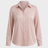 Bluse Damen Langarm mit Kragen und Knopfleiste