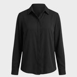 Bluse Damen Langarm mit Kragen und Knopfleiste