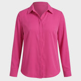 Bluse Damen Langarm mit Kragen und Knopfleiste