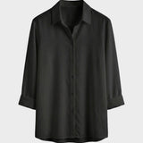Bluse Damen Weiß Langarm mit Kragen und Knopfleiste
