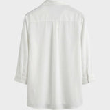 Bluse Damen Weiß Langarm mit Kragen und Knopfleiste