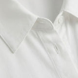 Bluse Damen Weiß Langarm mit Kragen und Knopfleiste