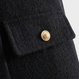 Damen Jacke Kurz Rundhals mit Knopfleiste und Taschen