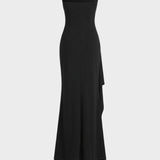 Abendkleid Damen Lang mit Schlitz und Drapierung