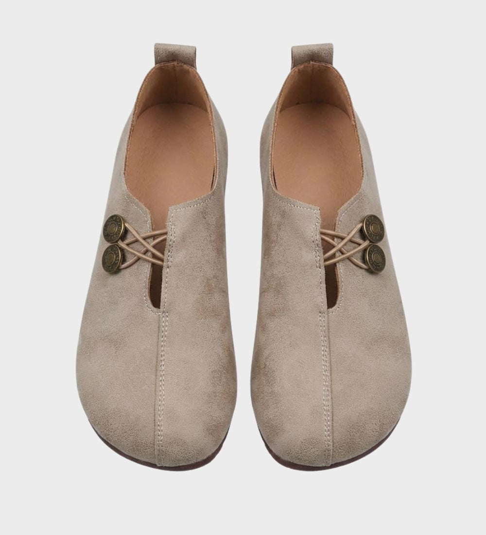 Ballerinas Damen mit Cut Out und Knopfdetail