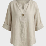 Bluse Damen mit V Ausschnitt und Knopf