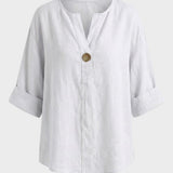 Bluse Damen mit V Ausschnitt und Knopf
