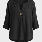 Bluse Damen mit V Ausschnitt und Knopf