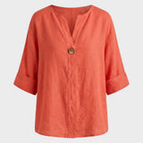 Bluse Damen mit V Ausschnitt und Knopf