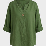 Bluse Damen mit V Ausschnitt und Knopf