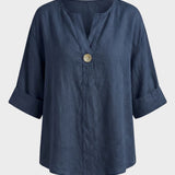 Bluse Damen mit V Ausschnitt und Knopf
