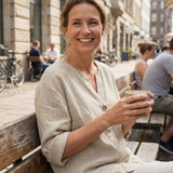 Bluse Damen mit V Ausschnitt und Knopf